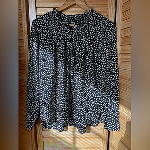 J.Crew Long Sleeve Black Heart Blouse 🖤  Size 6